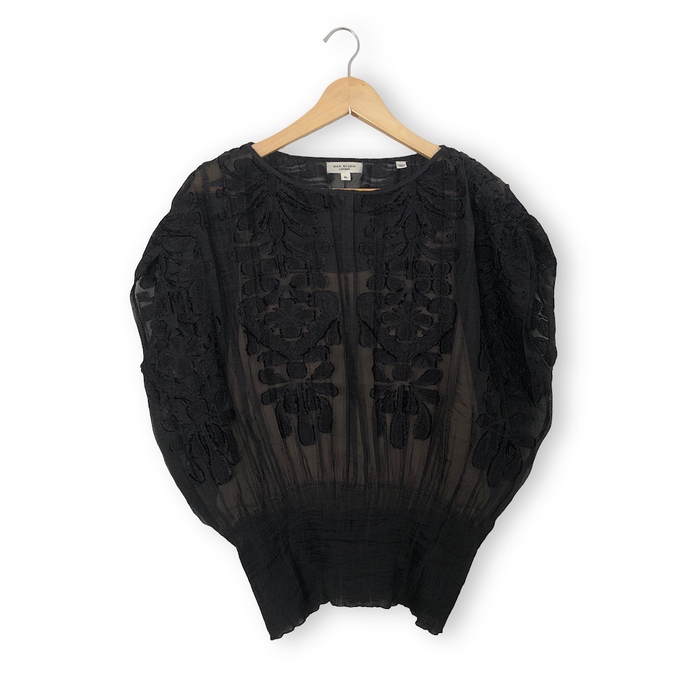 Max Studio Black Sheer Top